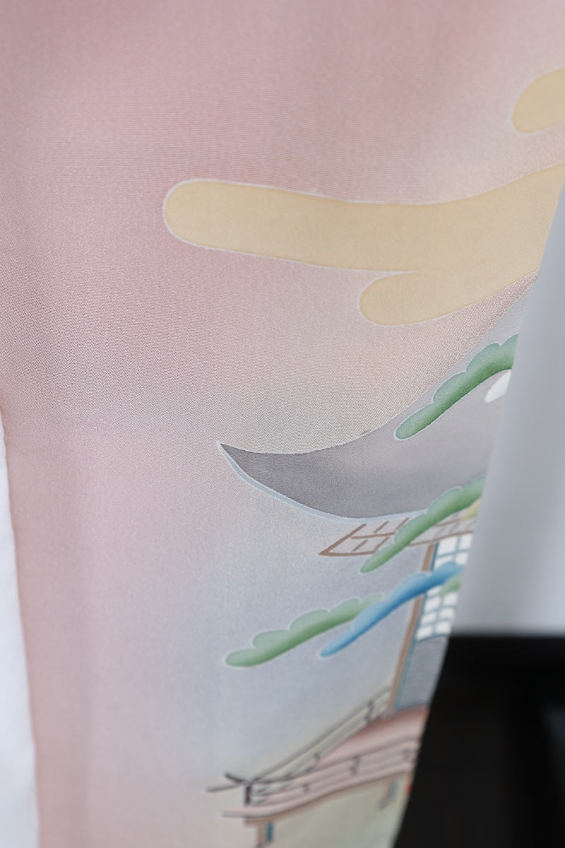 Irotomesode kimono Cherry blossom pink gold pre-owned /AZ55