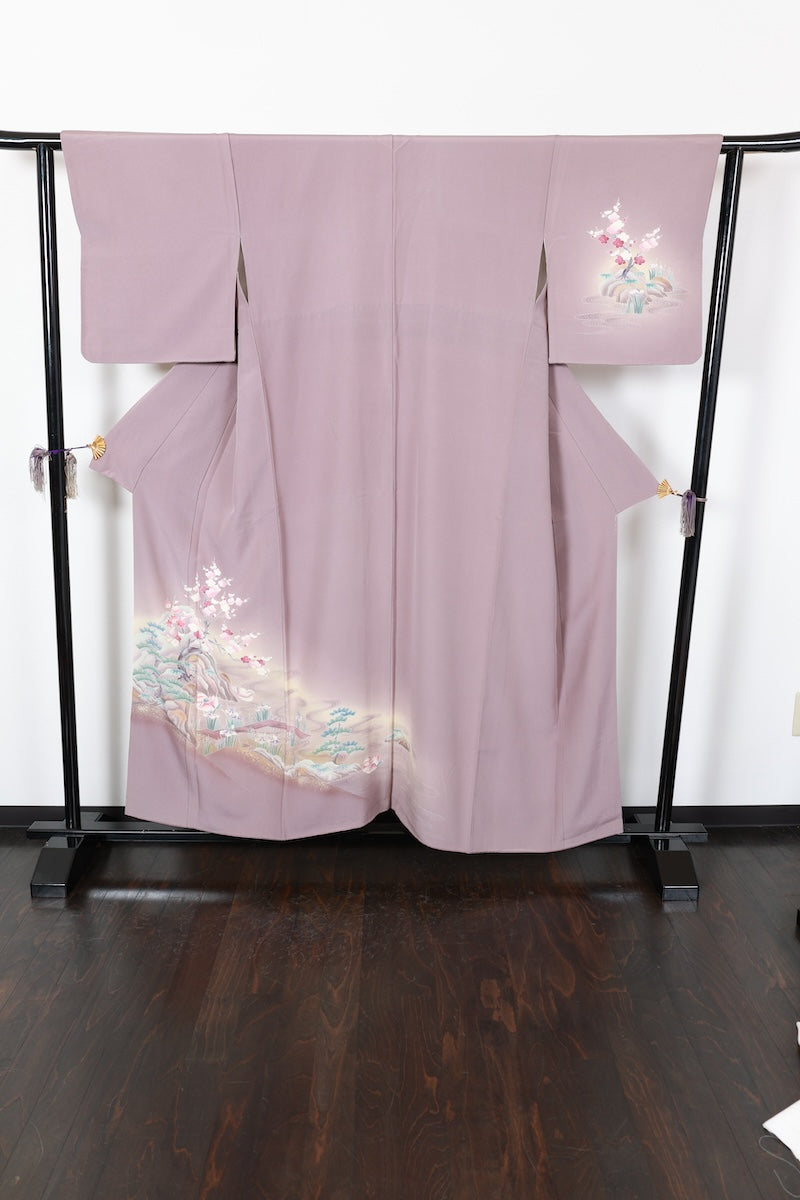 Houmongi kimono light purple beige pre-owned /AZ52