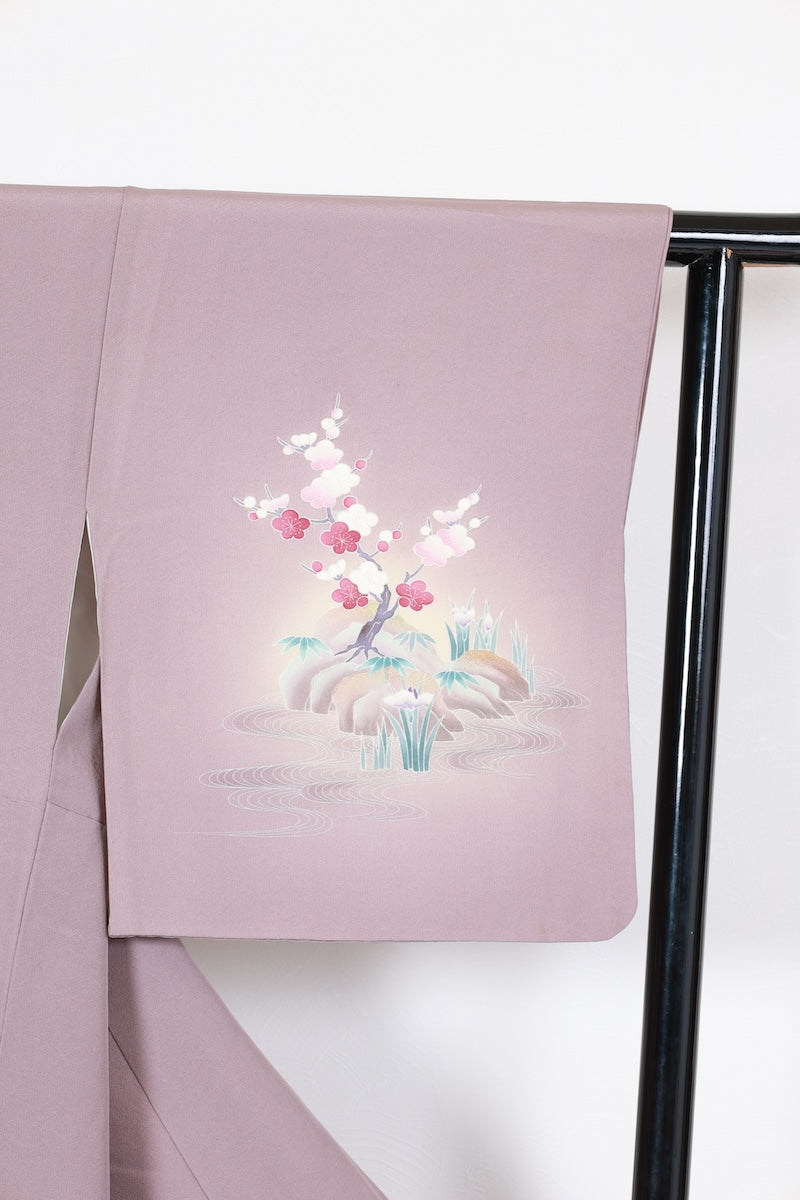 Houmongi kimono light purple beige pre-owned /AZ52