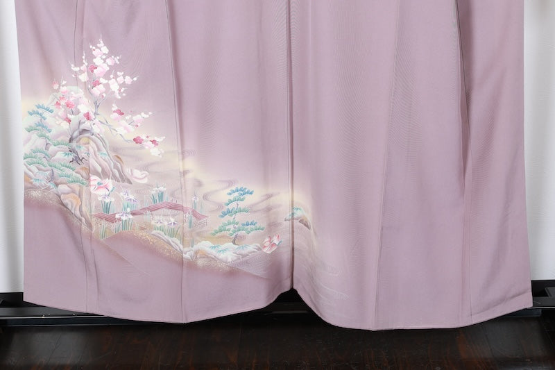 Houmongi kimono light purple beige pre-owned /AZ52