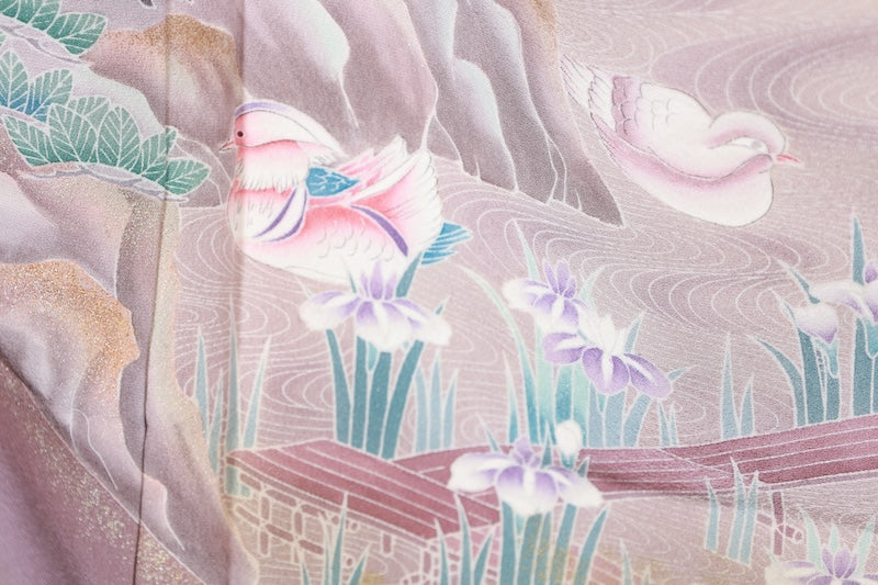Houmongi kimono light purple beige pre-owned /AZ52