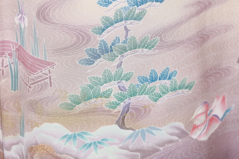 Houmongi kimono light purple beige pre-owned /AZ52