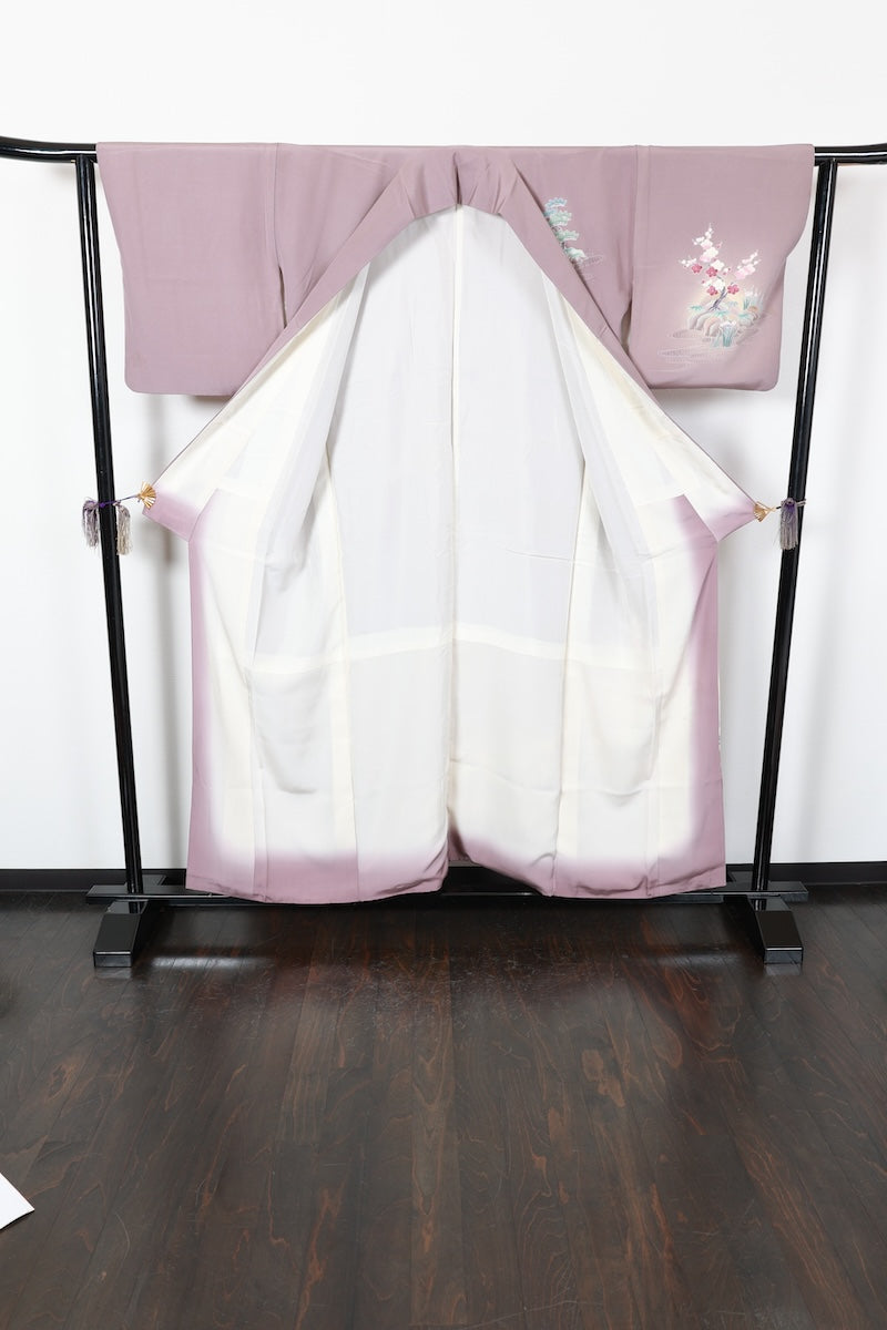 Houmongi kimono light purple beige pre-owned /AZ52