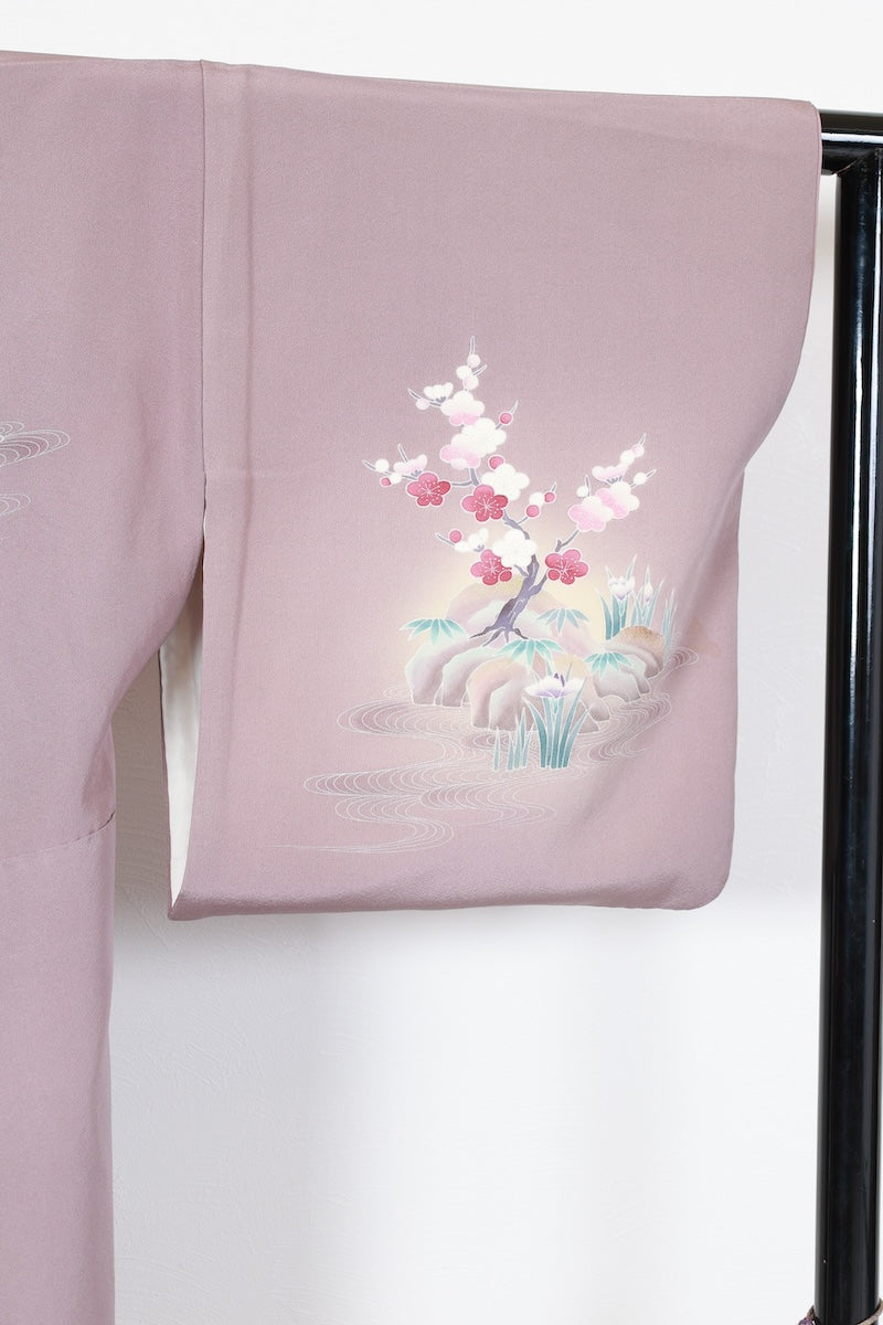 Houmongi kimono light purple beige pre-owned /AZ52