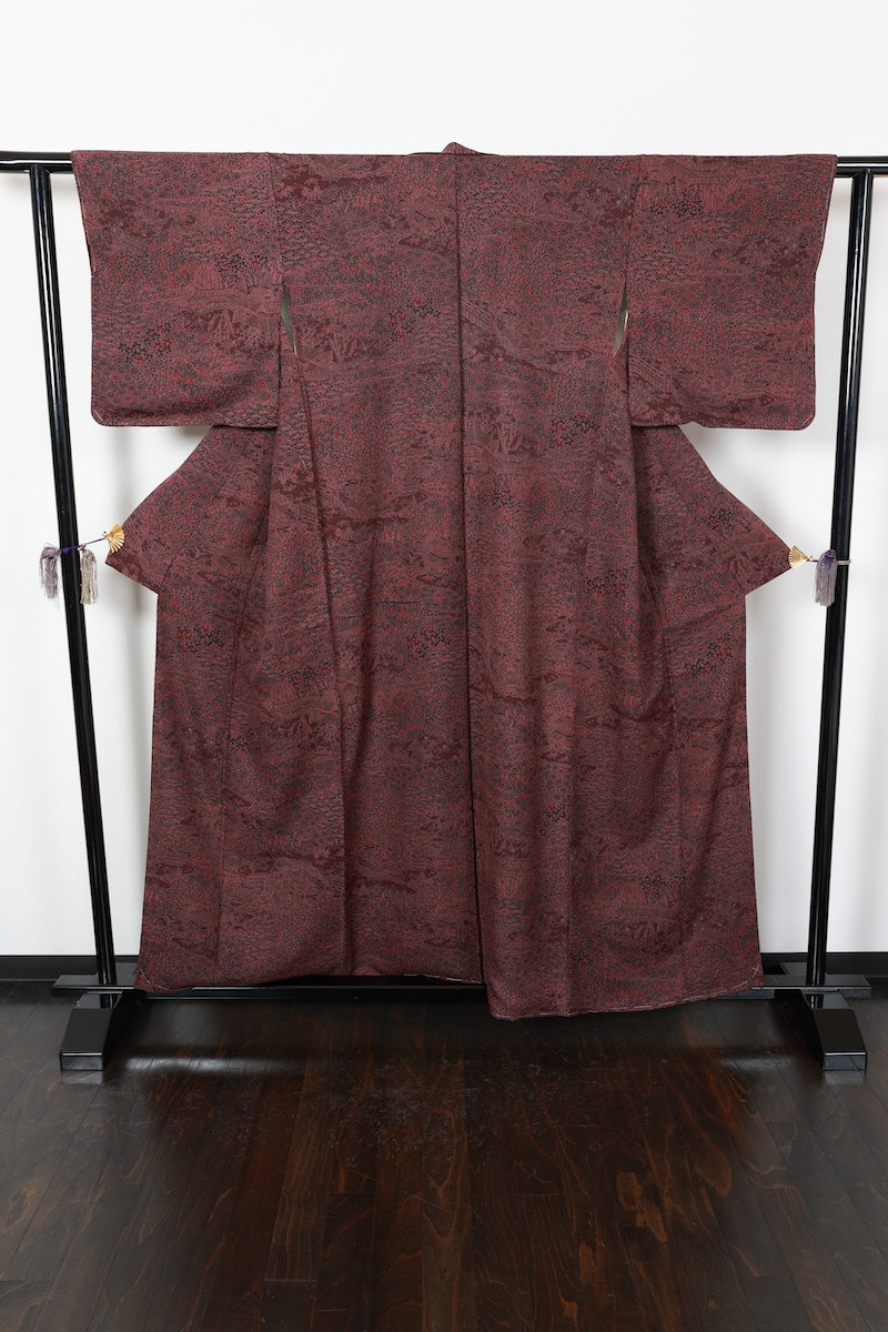 Komon kimono Reddish-brown Ink-black New, unused item /AZ60