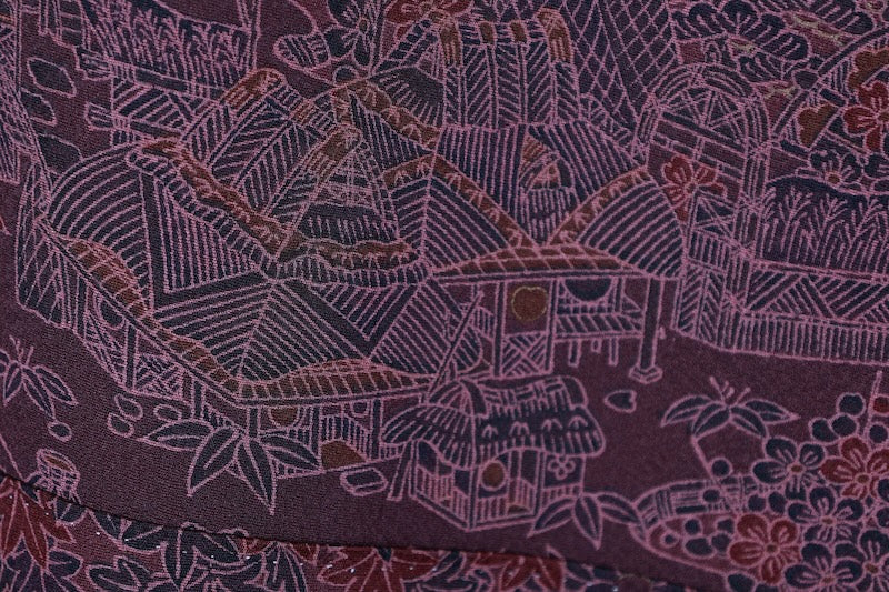 Komon kimono Reddish-brown Ink-black New, unused item /AZ60