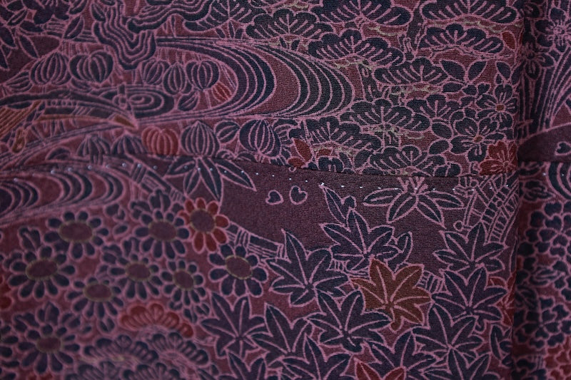 Komon kimono Reddish-brown Ink-black New, unused item /AZ60