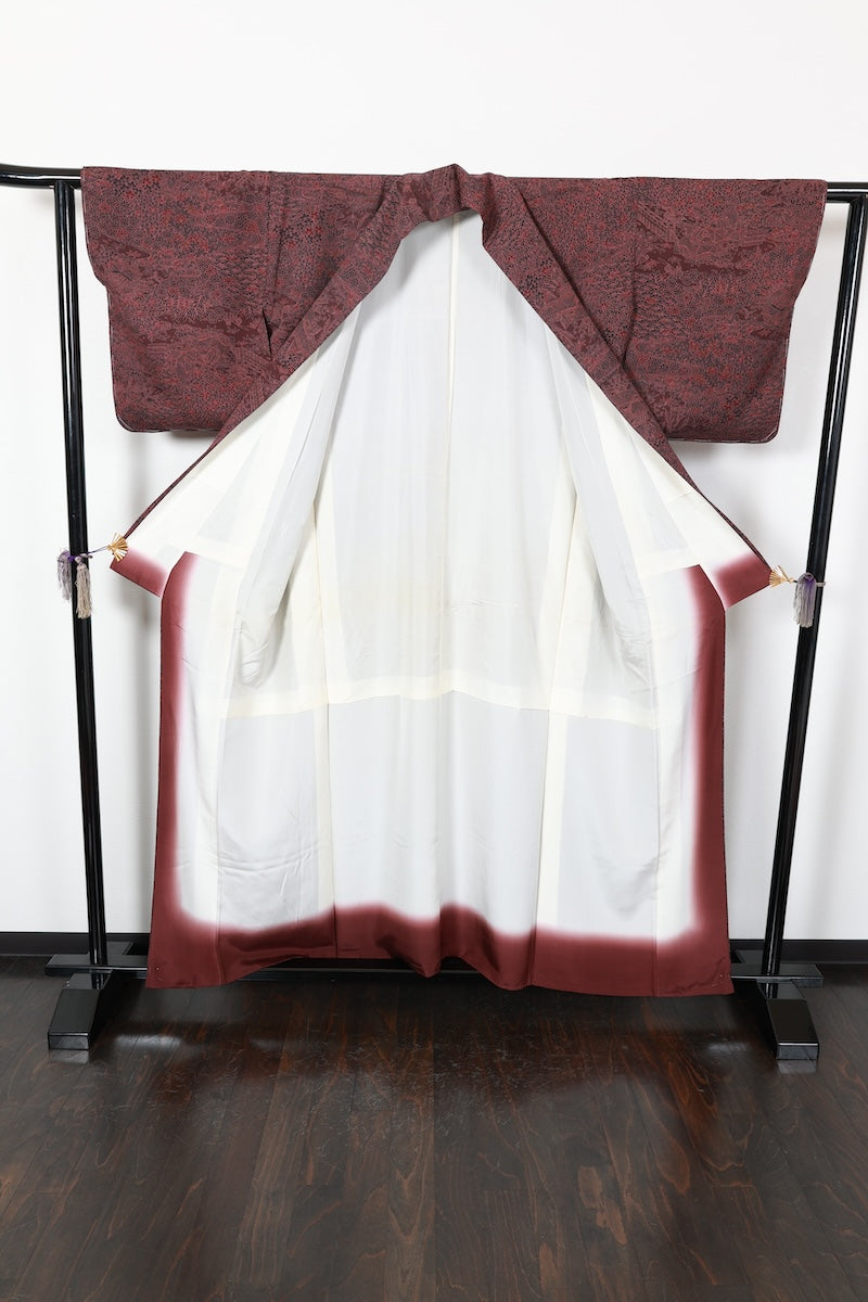 Komon kimono Reddish-brown Ink-black New, unused item /AZ60