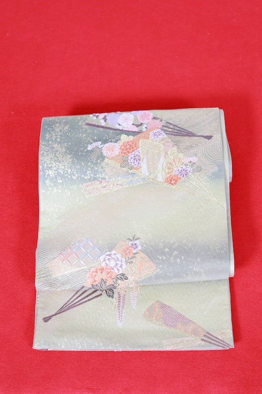 Japanese used sash belt (Fukuro-obi) 100% silk  /B1246