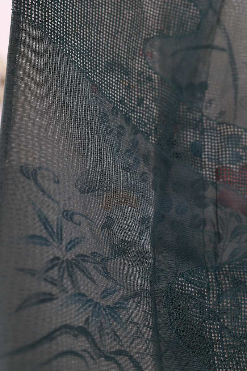 Houmongi kimono Iron color black indigo pre-owned /Az59