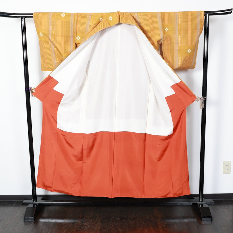 Japanese kimono used <Tsumugi> Msize  silk 100% /T232