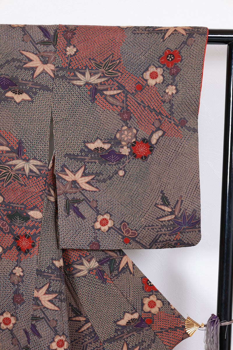 Komon kimono Iron-navy blue pre-owned /AZ43
