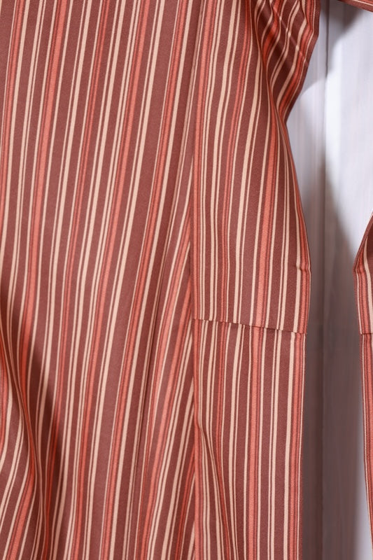 Japanese kimono used Komon  - shades of brown and beige with irregular stripes - L134