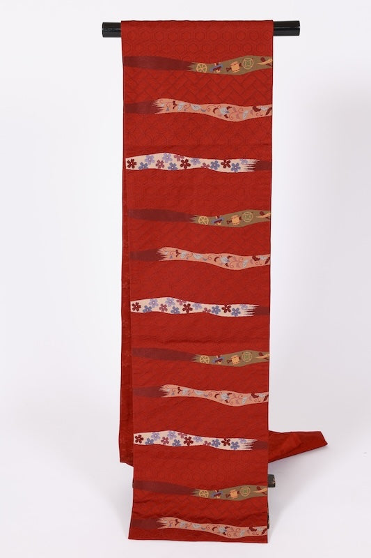 Japanese used sash belt (kyobukuro-obi) polyester  /B596
