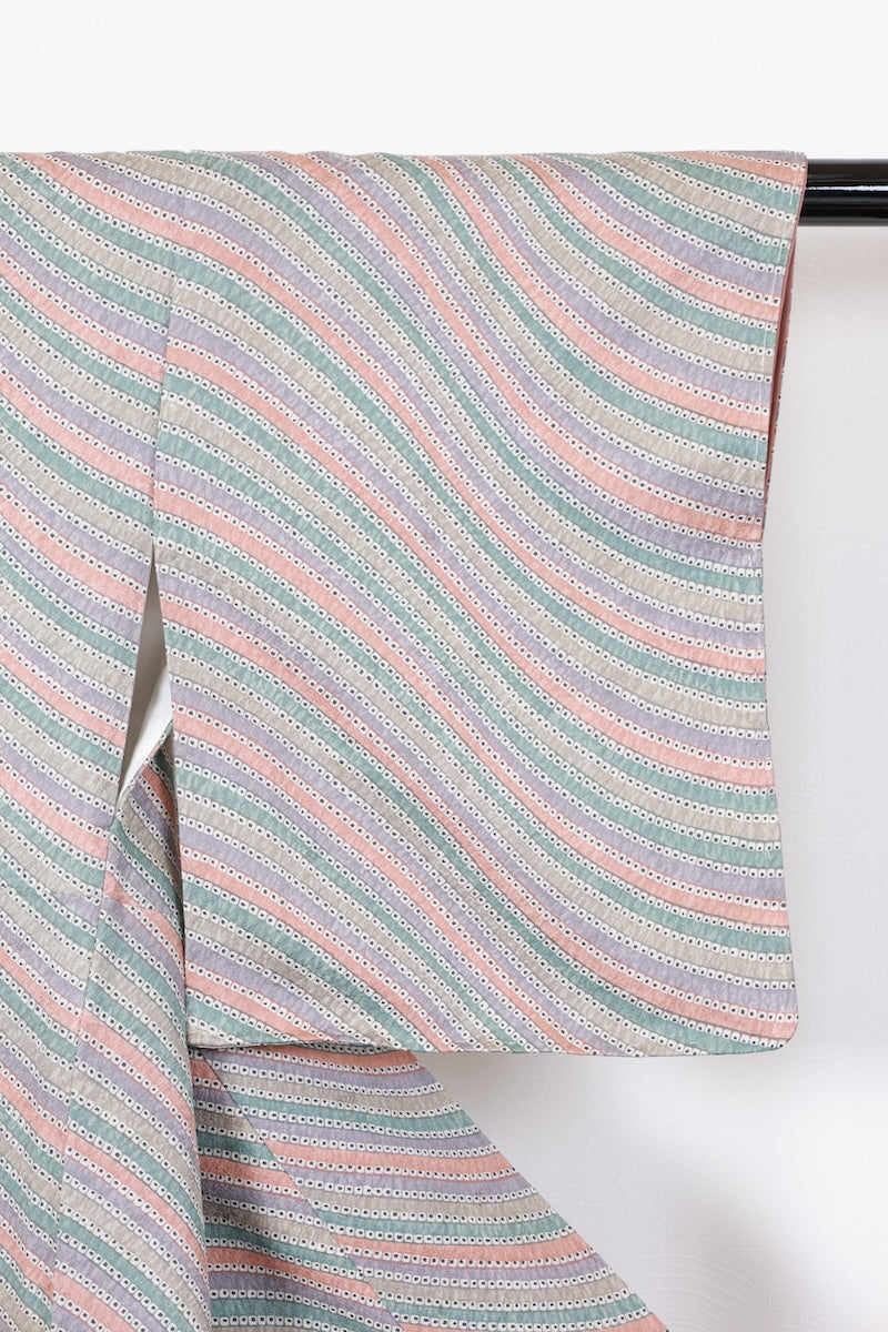 Komon kimono gray green New, unused item /AZ46