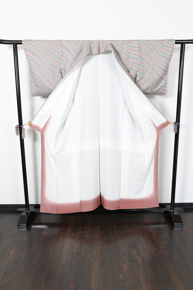 Komon kimono gray green New, unused item /AZ46
