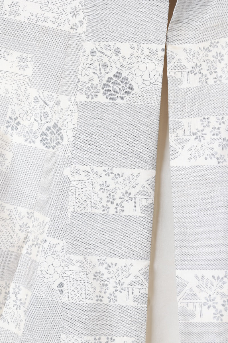 Tsumugi kimono white indigo pre-owned /AZ45