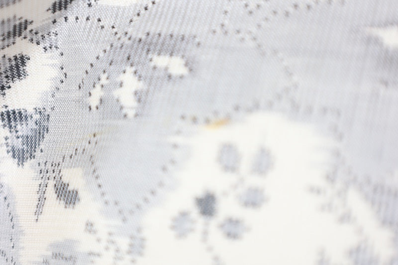 Tsumugi kimono white gray pre-owned /AZ51