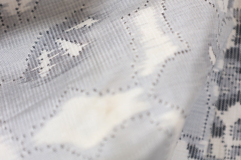 Tsumugi kimono white gray pre-owned /AZ51