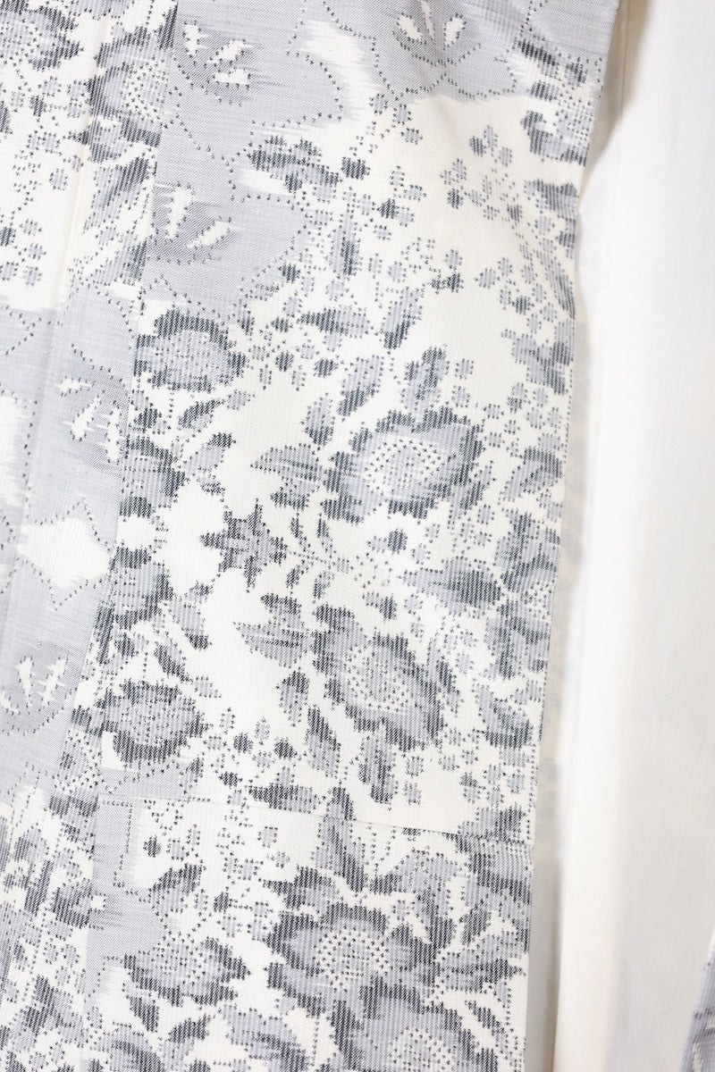 Tsumugi kimono white gray pre-owned /AZ51