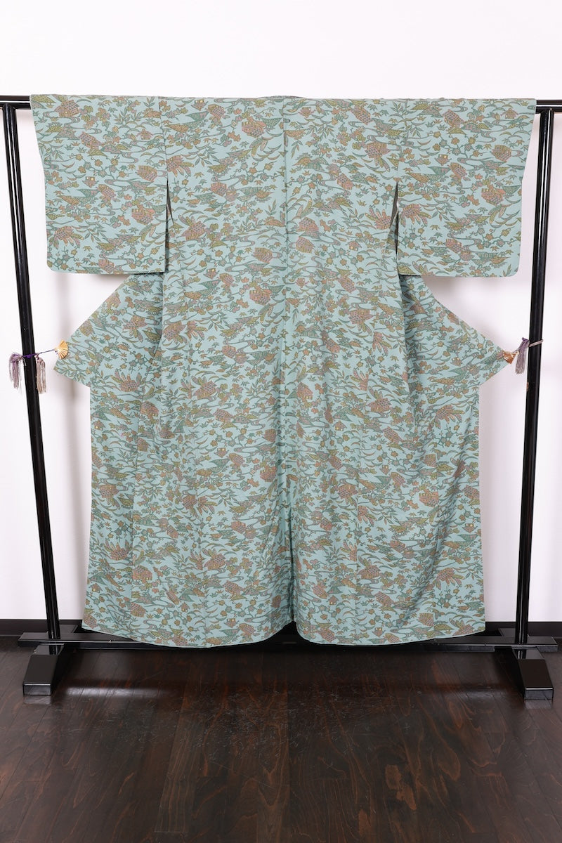 Komon kimono bule green pre-owned /AZ57