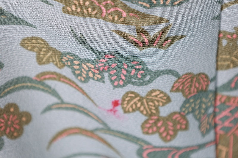 Komon kimono bule green pre-owned /AZ57