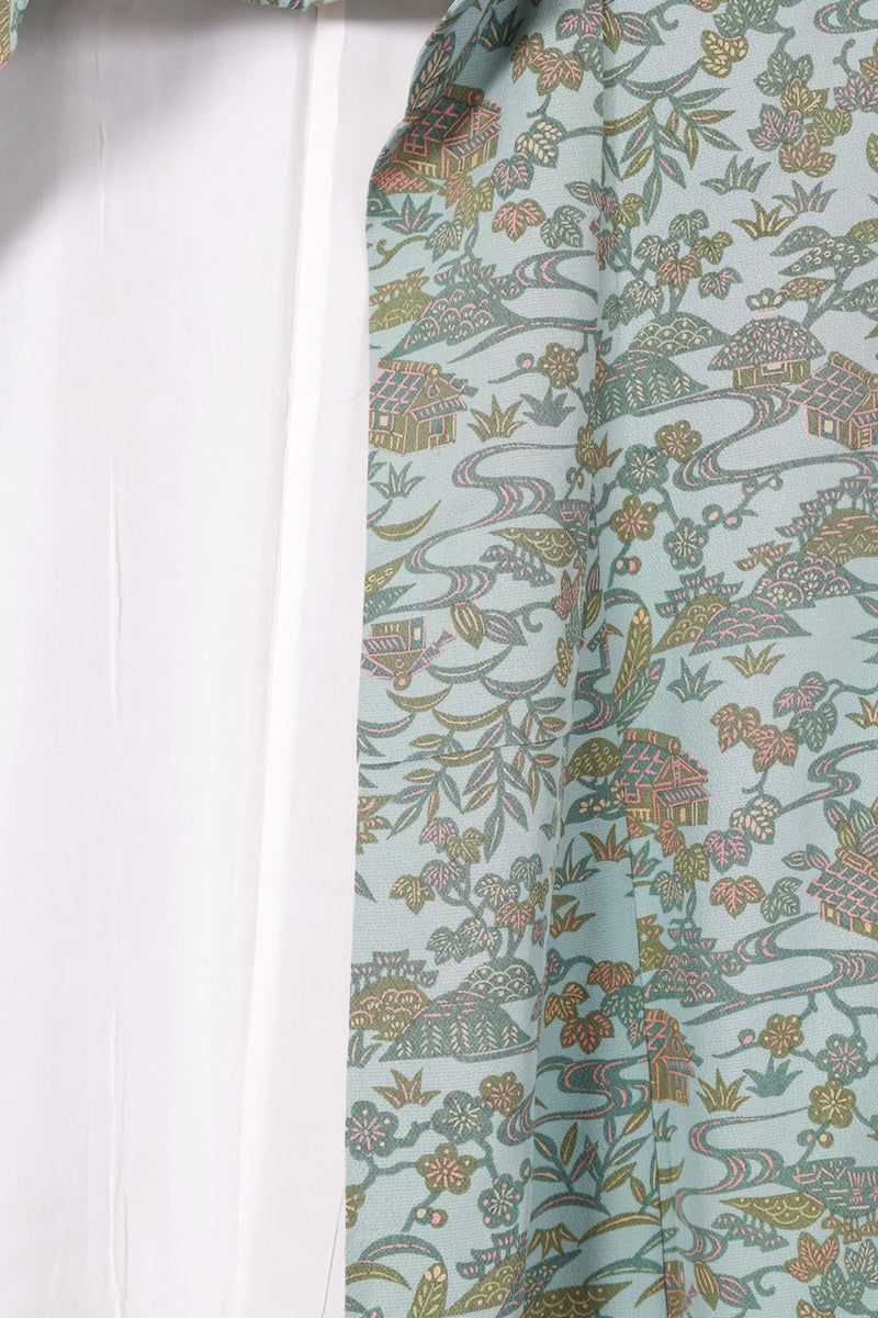 Komon kimono bule green pre-owned /AZ57
