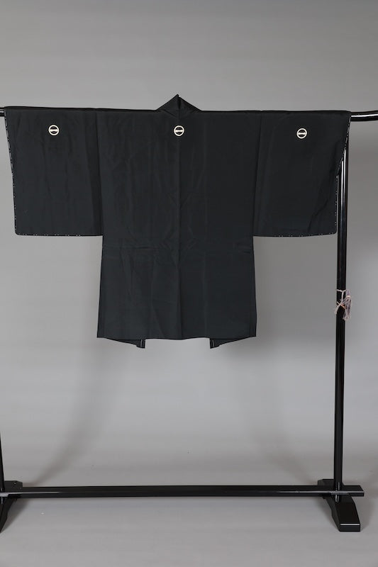 Men's Haori (traditional Japanese jacket), brand new, unused, five crests in a circle with a single line inside, size L157