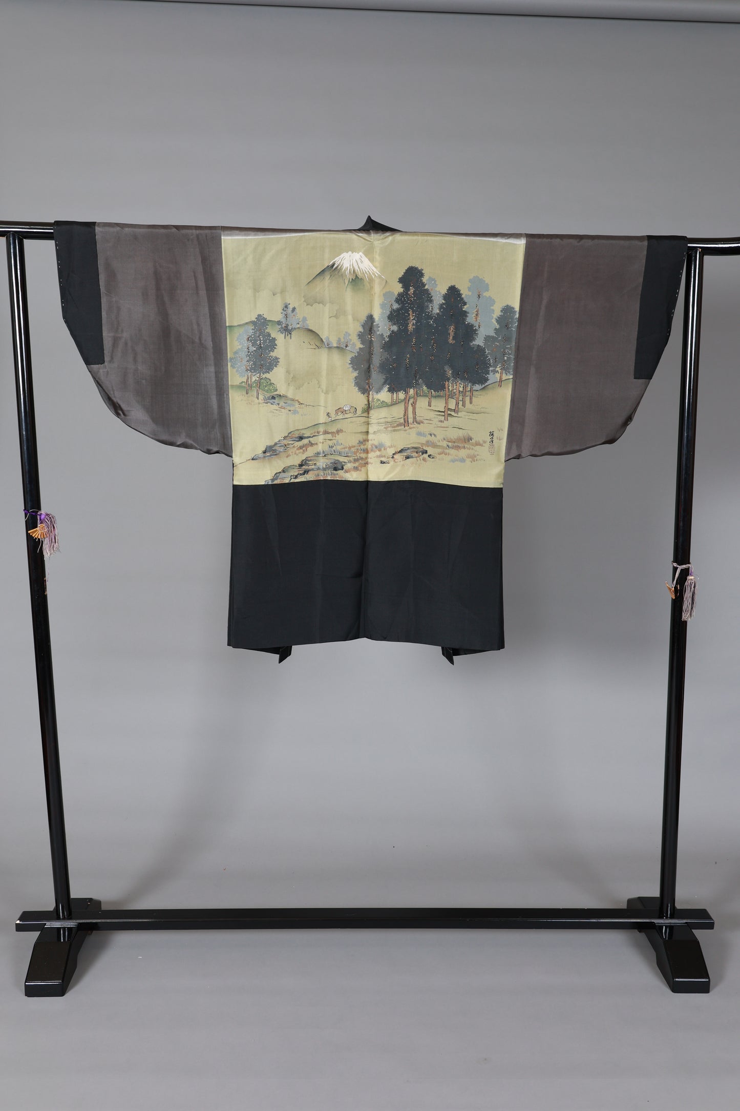 Men's Haori (traditional Japanese jacket), brand new, unused, five crests in a circle with a single line inside, size L157