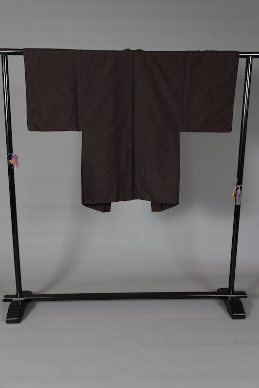 Men's haori jacket used, Tsumugi silk, brown, embroidered tie-dye pattern, tie-dye hat, L163