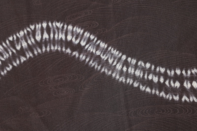Men's haori jacket used, Tsumugi silk, brown, embroidered tie-dye pattern, tie-dye hat, L163