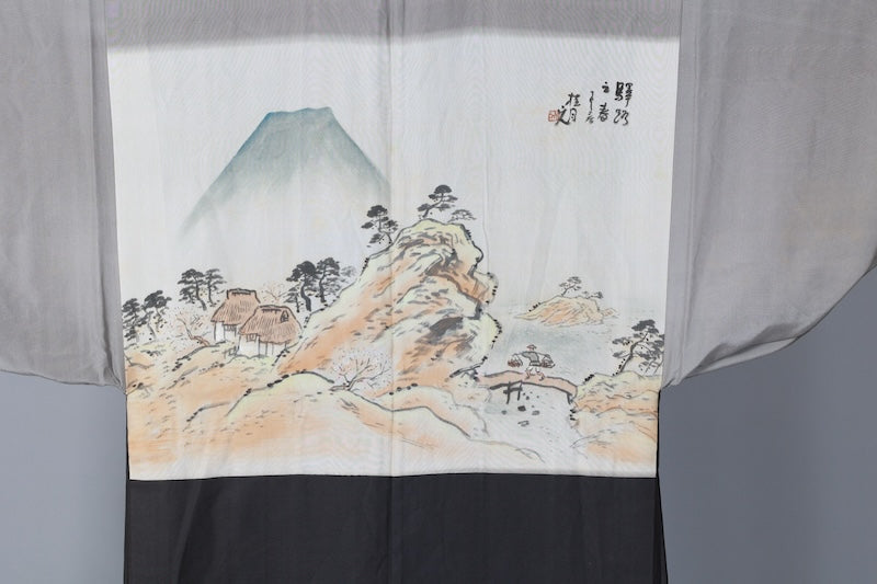 Men's Haori used(traditional Japanese jacket), brand new, unused, black, embroidered crest of a circle with a mandarin orange design, size L164