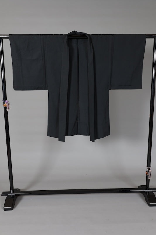 Men's Haori used(traditional Japanese jacket), Black, L167