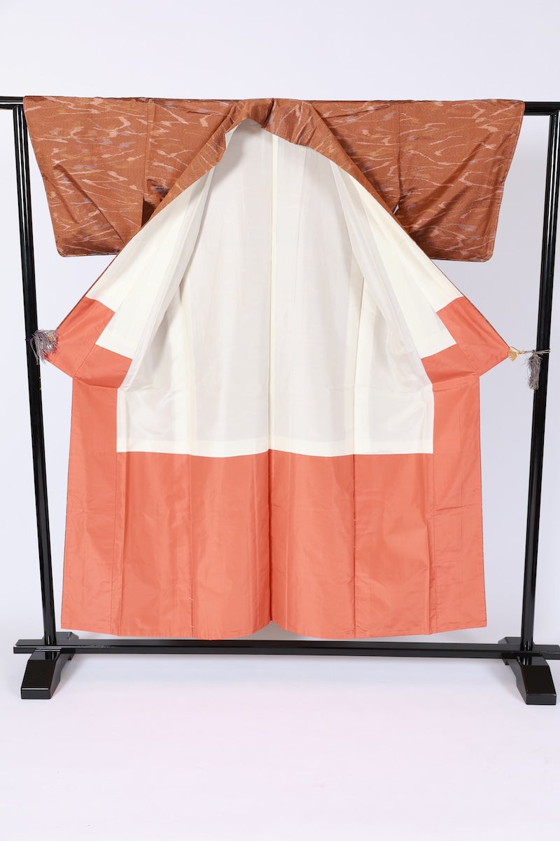 New Japanese kimono  <Tsumugi> Msize  silk 100% /B640