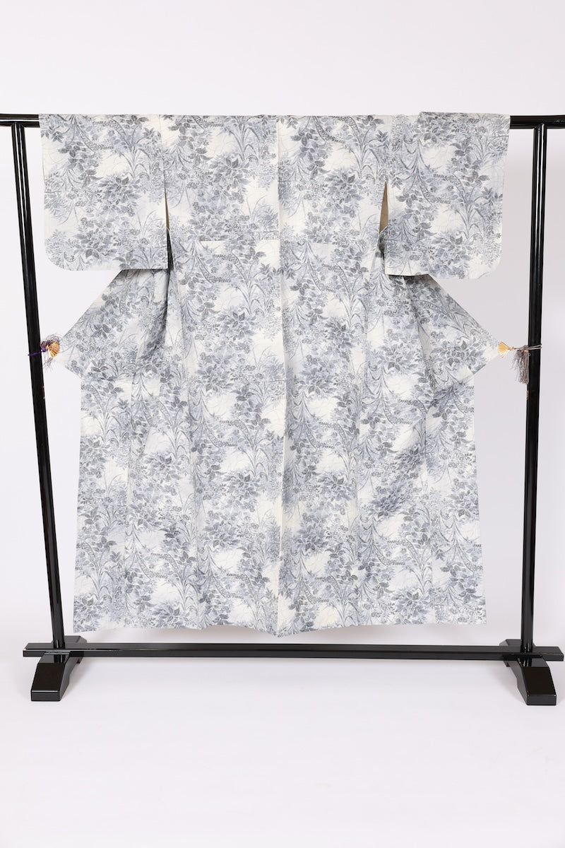 Japanese kimono used <tsumugi> Msize  silk 100% /B635