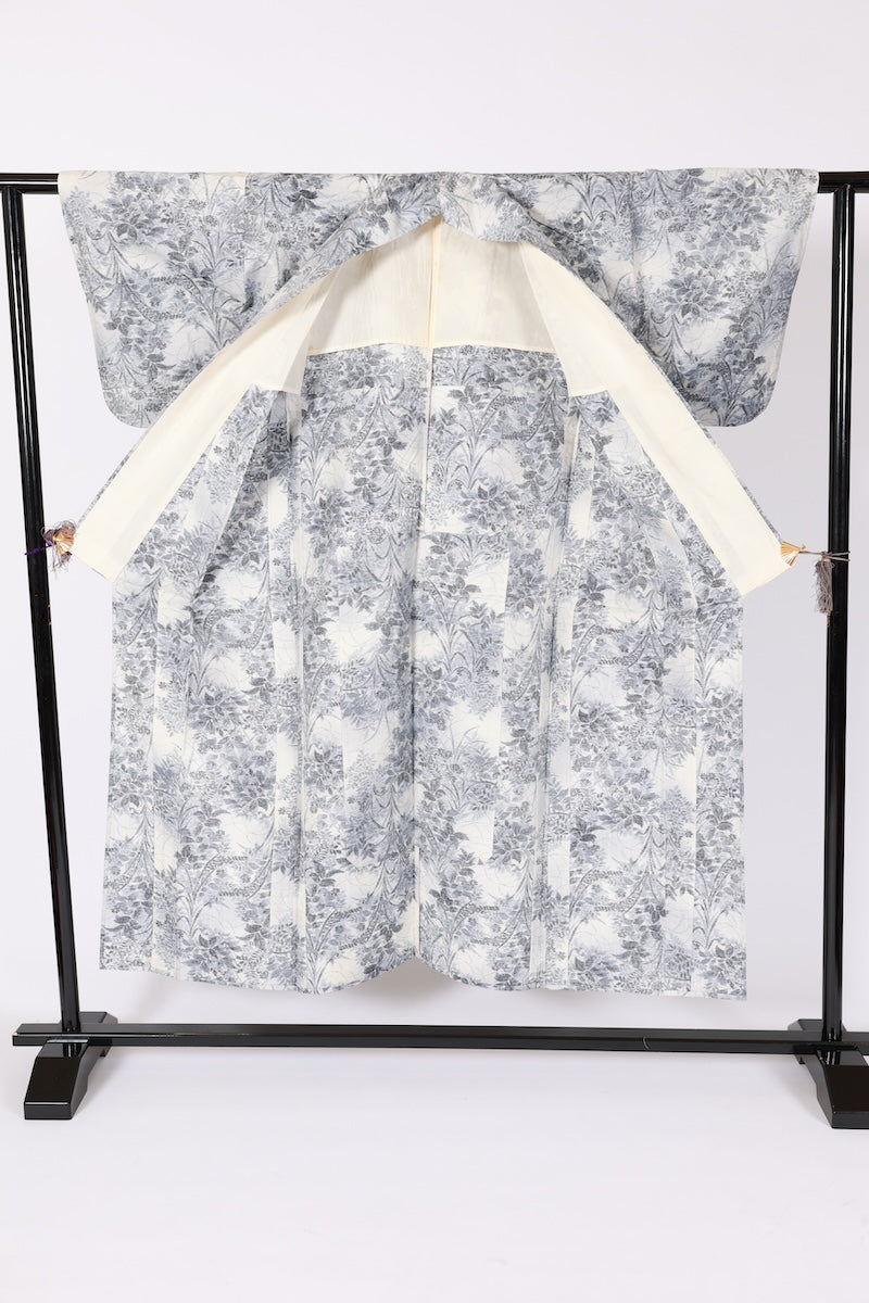 Japanese kimono used <tsumugi> Msize  silk 100% /B635