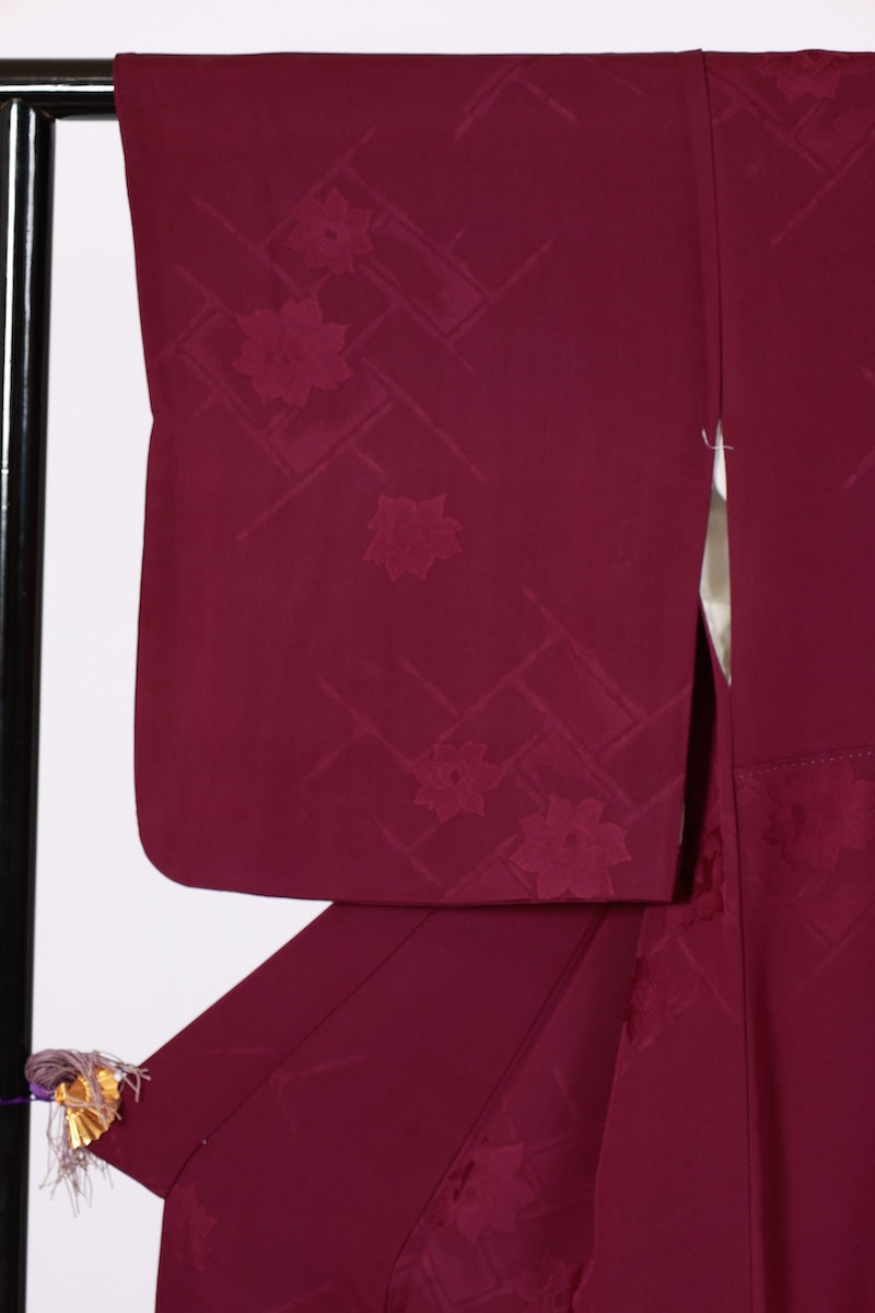 Japanese kimono used <Iromuzi> Msize  silk 100% /B632