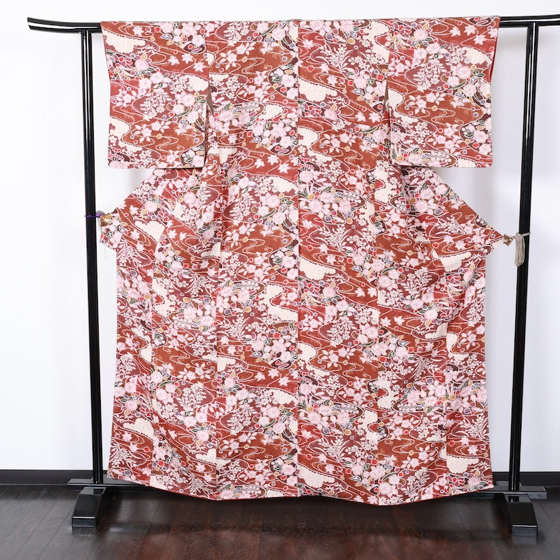 New Unused Japanese kimono  <Komon> Msize  silk 100% /T291