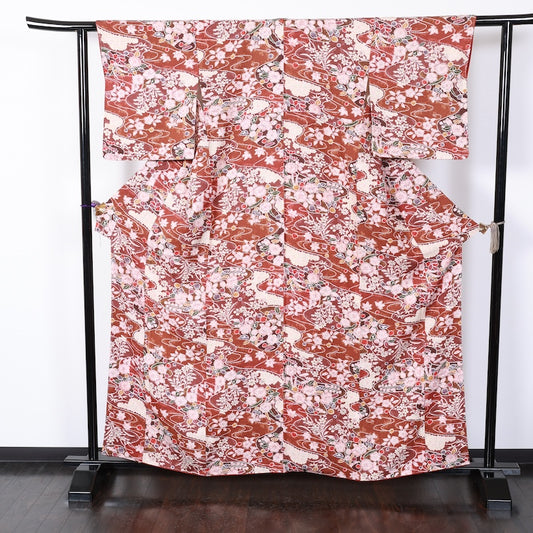 New Unused Japanese kimono  <Komon> Msize  silk 100% /T291