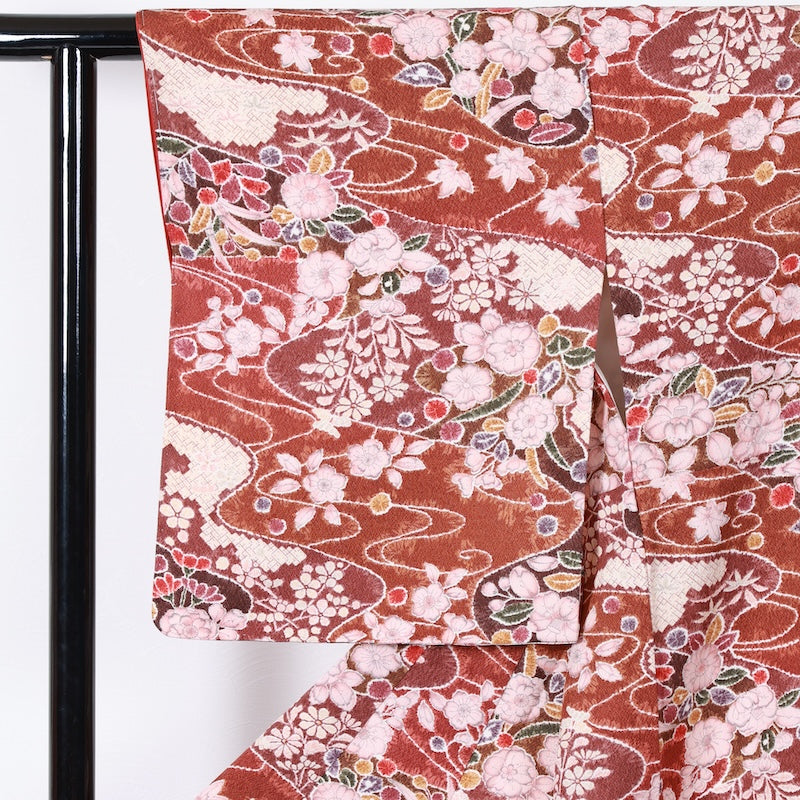 New Unused Japanese kimono  <Komon> Msize  silk 100% /T291