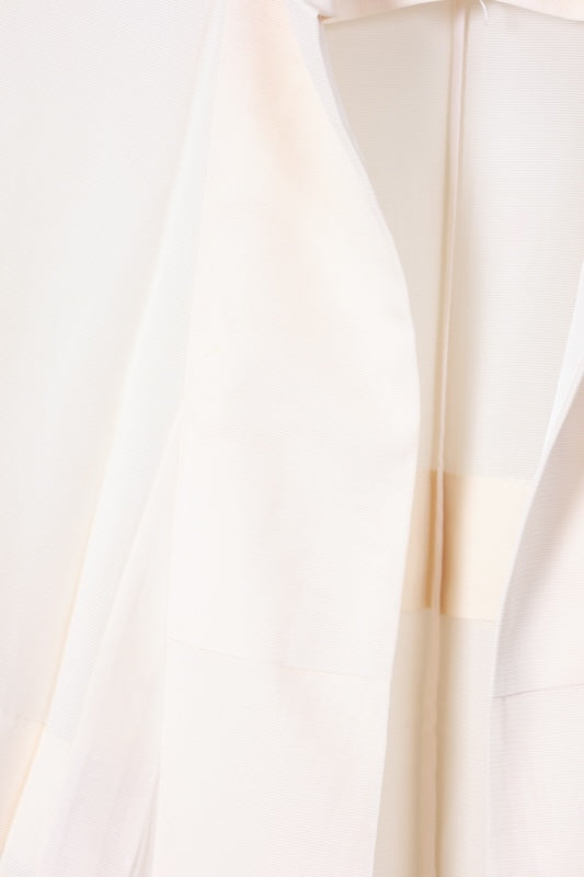 Summer formal kimono used (Houmongi), ro silk, off-white, purple, indigo, green, white, gold, floral pattern, embroidered crest of mandarin oranges in a circle, L183