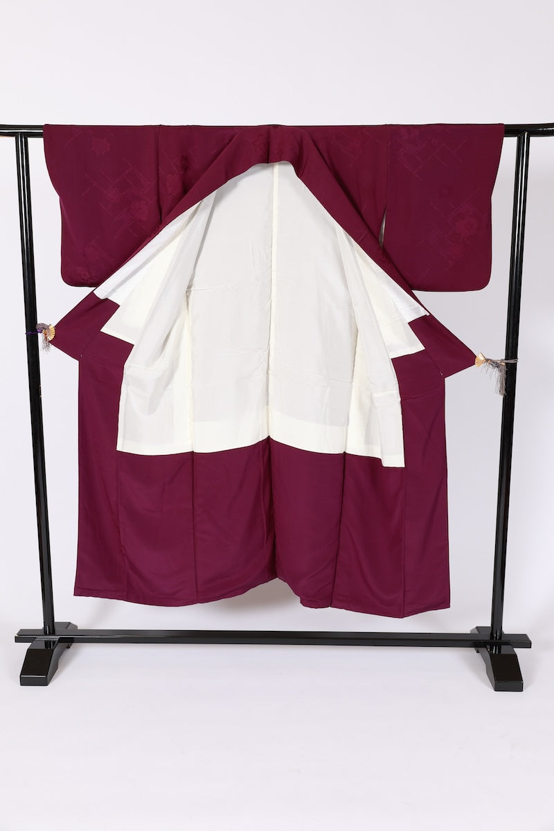 Japanese kimono used <Iromuzi> Msize  silk 100% /B632