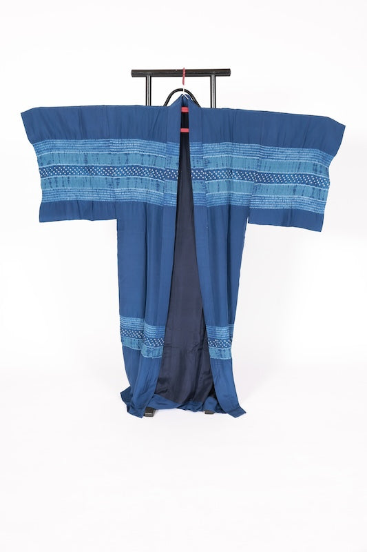 Japanese Men's kimono,haori、nagajyuban, 3piece set used  L-size  silk 100% /B1294