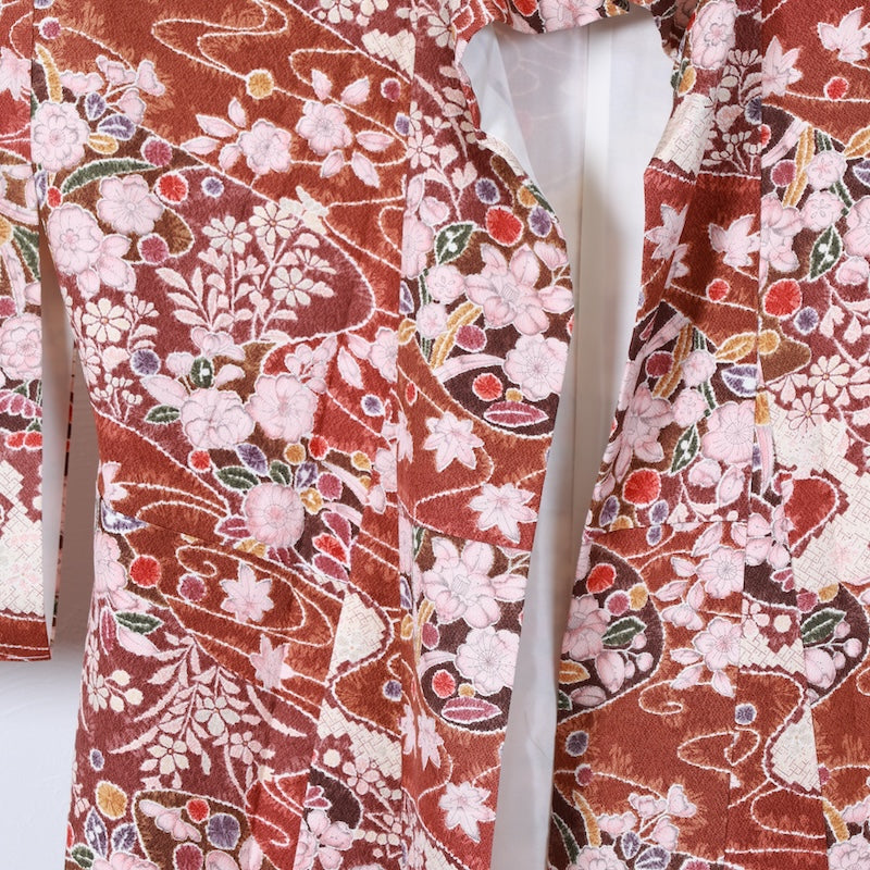New Unused Japanese kimono  <Komon> Msize  silk 100% /T291