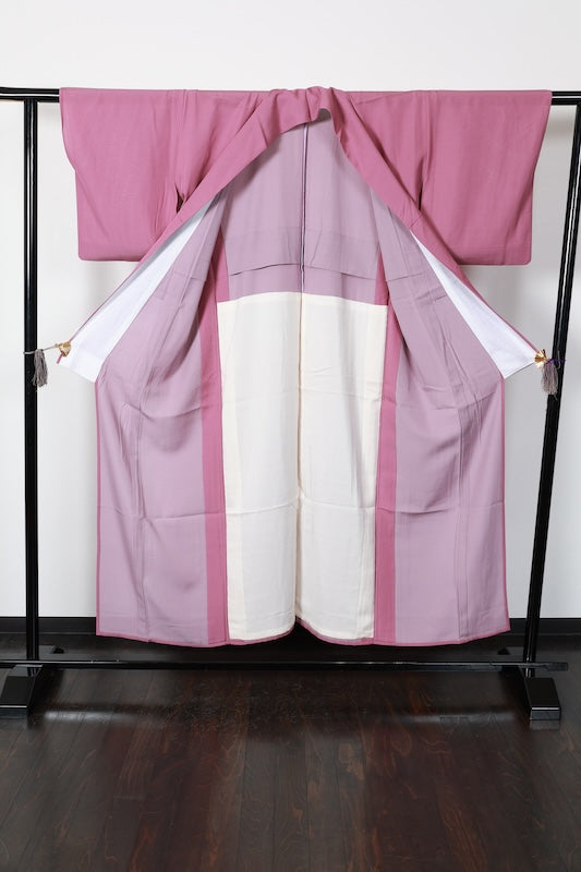 Summer kimono used, ro (gauze weave), light purple, single crest of a round quince blossom, L182