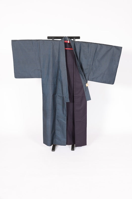 Japanese Men's kimono,haori、nagajyuban, 3piece set used  L-size  silk 100% /B1294