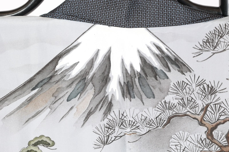 Japanese Men's kimono,haori、nagajyuban, 3piece set used  L-size  silk 100% /B1294