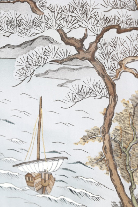 Japanese Men's kimono,haori、nagajyuban, 3piece set used  L-size  silk 100% /B1294