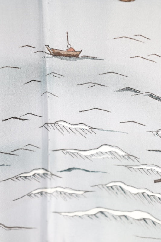 Japanese Men's kimono,haori、nagajyuban, 3piece set used  L-size  silk 100% /B1294