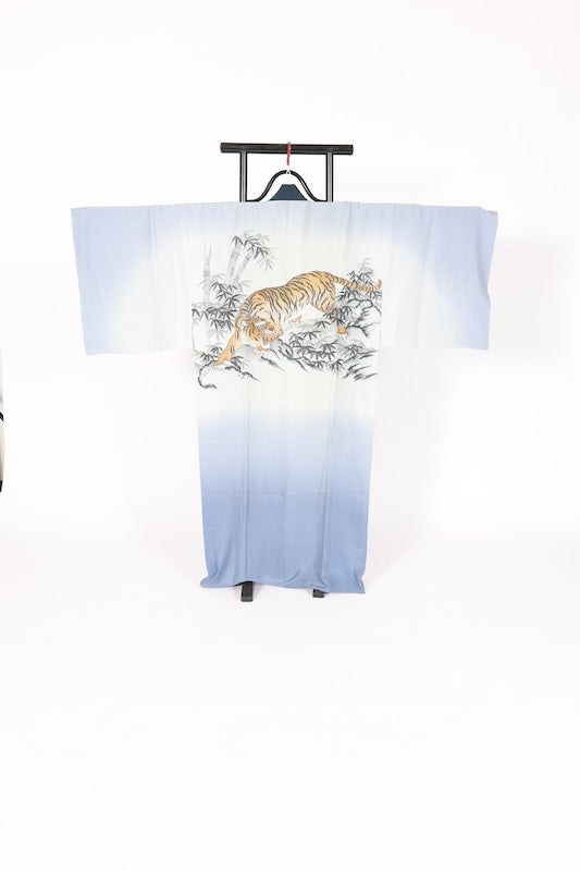 Japanese Men's kimono,haori ,nagajyuban,3piece set used  L-size  silk 100% /B1292